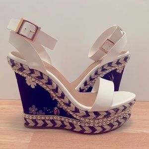 SOLD! Size 8 Bamboo floral wedges. Brand new